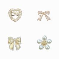 Plastic Pearl Brooch, Zinc Alloy, with Plastic Pearl, gold color plated, for woman & hollow 30-40mm 