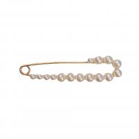 Strass Zink Legierung Brosche, Eisen, mit Kunststoff Perlen, goldfarben plattiert, für Frau & mit Strass, keine, 55-76mm, verkauft von PC