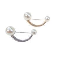 Kunststoff-Perlen-Brosche, Zinklegierung, mit Kunststoff Perlen, plattiert, Koreanischen Stil & für Frau, keine, 55x25mm, verkauft von PC