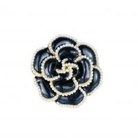 Enamel Brooch, Zinc Alloy, with Plastic Pearl, Flower, plated, for woman 