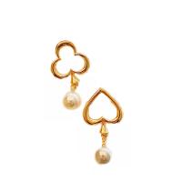 Kunststoff-Perlen-Brosche, Zinklegierung, mit Kunststoff Perlen, goldfarben plattiert, für Frau & hohl, keine, 30x50mm, verkauft von PC