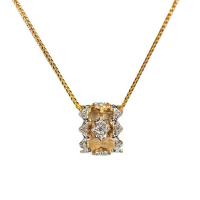 Rhinestone Brass Necklace, Geometrical Pattern, plated, for woman & with rhinestone Approx 45 cm 