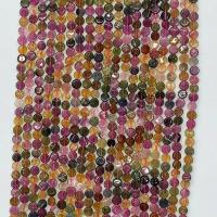 Natural Tourmaline Beads, Flat Round multi-colored Approx 14.96 Inch 