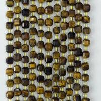 Tiger Eye Beads, Square, natural, faceted, yellow, 6mm Approx 14.96 Inch 