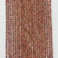 Goldstein Perlen, Goldsand, flache Runde, natürlich, facettierte, rote Orange, 4mm, Länge:ca. 14.96 ZollInch, verkauft von Strang