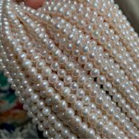 Naturales agua dulce perlas sueltas, Perlas cultivadas de agua dulce, Bricolaje, Blanco, 5-6mm, longitud:aproximado 38 cm, Vendido por Sarta