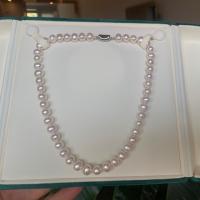 Collier de perles d'eau douce naturelles, perle d'eau douce cultivée, bijoux de mode & pour femme, blanc, 9-10mm Environ 45 cm, Vendu par PC