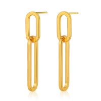 Brass Drop Earring, 18K gold plated, fashion jewelry & for woman, golden, 57mm 