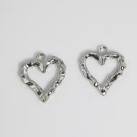 Zinc Alloy Heart Pendants, silver color plated, DIY & hollow 