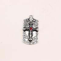 Zinc Alloy Rhinestone Pendants, Rectangle, antique silver color plated, vintage & DIY & with rhinestone 