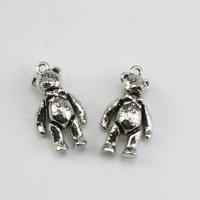 Zinc Alloy Animal Pendants, Bear, antique silver color plated, vintage & DIY 