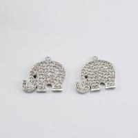 Zinc Alloy Animal Pendants, Elephant, silver color plated, DIY & with rhinestone 