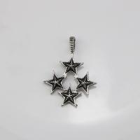 Zinc Alloy Star Pendant, antique silver color plated, vintage & DIY 