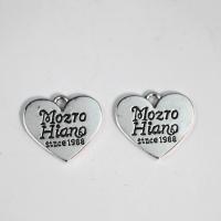 Zinc Alloy Heart Pendants, silver color plated, DIY 
