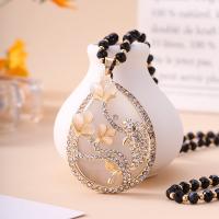 Rhinestone Zinc Alloy Necklace, with Plastic Pearl, gold color plated, fashion jewelry & for woman & with rhinestone Approx 76 cm 