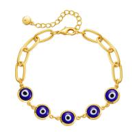 Evil Eye Jewelry Bracelet, Brass, with 2.36inch extender chain, 18K gold plated, fashion jewelry & for woman & enamel, golden, 9.5mm Approx 6.49 Inch 
