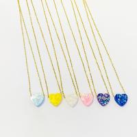 Stainless Steel Jewelry Necklace, 304 Stainless Steel, with Resin, Heart, fashion jewelry & for woman 12mm Approx 17.72 Inch 