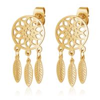 Stainless Steel Drop Earring, Titanium Steel, Dream Catcher, fashion jewelry & for woman 