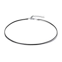 Waxed Cotton Cord Necklace, Wax Cord, with 304 Stainless Steel  black 