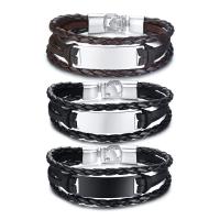 PU Leather Cord Bracelets, with 304 Stainless Steel, multilayer & for man 