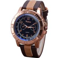 Men Wrist Watch, PU Leather, with Glass & 304 Stainless Steel & Zinc Alloy, Chinese movement, rose gold color plated, waterproofless & for man 