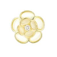 Resin Brooch, Brass, with Resin, Flower, real gold plated, micro pave cubic zirconia & for woman 