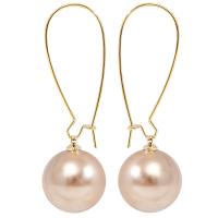 Plastic Pearl Zinc Alloy Earring, with Zinc Alloy, Round, gold color plated, Korean style & for woman 56mm 