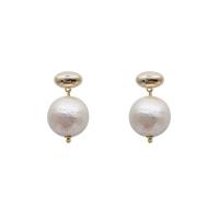 Plastic Pearl Zinc Alloy Earring, with Zinc Alloy, Round, gold color plated, Korean style & for woman, 10-20mm 