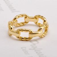 Titanium Steel Finger Ring, Geometrical Pattern, real gold plated & for woman & hollow, US Ring 