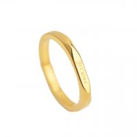 Stainless Steel Finger Ring, 304 Stainless Steel, real gold plated & with letter pattern & for woman, US Ring 