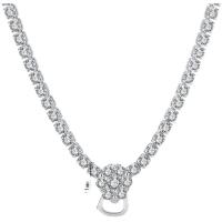 Латунное Ожерелье Горного Хрусталя, Латунь, с 5cm наполнитель цепи, Платиновое покрытие платиновым цвет, Женский & со стразами, длина:Приблизительно 45 см, продается PC