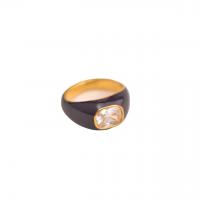 Нержавеющая сталь Rhinestone палец кольцо, Нержавеющая сталь 304, Геометрический узор, Другое покрытие, разный размер для выбора & Женский & со стразами, размер:6-8, продается PC