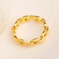 Stainless Steel Finger Ring, 304 Stainless Steel, Geometrical Pattern, real gold plated & for woman & hollow, US Ring 
