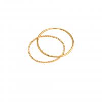 Stainless Steel Finger Ring, 304 Stainless Steel, 18K gold plated, 2 pieces & for woman, US Ring 