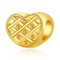 Zinc Alloy European Beads, Heart, gold color plated, DIY, golden, 10-15mm 