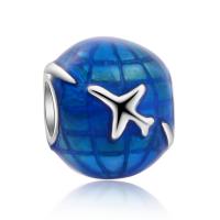 Enamel Zinc Alloy European Beads, Globe, plated, DIY, blue 