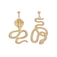 Asymmetric Earrings, Zinc Alloy, Snake, Carved, fashion jewelry & for woman, golden 