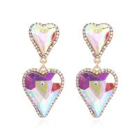 Crystal Drop Earring, Zinc Alloy, with Crystal, Heart, fashion jewelry & for woman & with rhinestone 