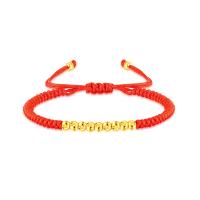 Nylon Cord Bracelets, Brass, Adjustable & fashion jewelry & for woman, red Approx 8.66 Inch 