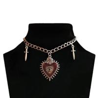 Collar de la aleación del cinc, aleación de zinc, Corazón, Diseño de Halloween & Joyería & para mujer, longitud:aproximado 19.69 Inch, Vendido por UD