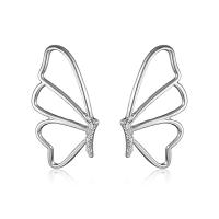 Zinc Alloy Stud Earring, Butterfly, silver color plated, fashion jewelry & for woman & hollow 