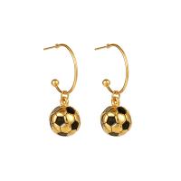 Titanium Steel Earrings, fashion jewelry & for woman & enamel, golden 