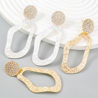 Boucle d'oreille de goutte acrylique, alliage de zinc, avec strass acrylique, Placage, bijoux de mode & pour femme, plus de couleurs à choisir Vendu par paire