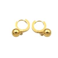 Stainless Steel Drop Earring, 304 Stainless Steel, Round, Vacuum Ion Plating, for woman, golden, 10mm 