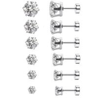 Stainless Steel Cubic Zirconia Stud Earring, 316L Stainless Steel, Unisex  & micro pave cubic zirconia, original color 