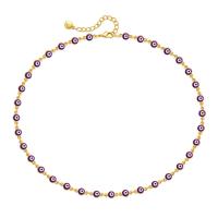 Evil Eye Jewelry Bracelet, Brass, with 2.36inch extender chain, 18K gold plated, fashion jewelry & for woman & enamel, golden, 5mm Approx 15.55 Inch 