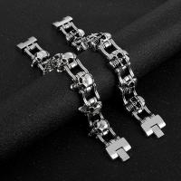 Stainless Steel Chain Bracelets, 316L Stainless Steel, Skull, fashion jewelry & for man, 23mm Approx 8.66 Inch 