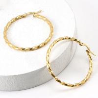Titanium Steel Hoop Earring, 18K gold plated, fashion jewelry & for woman, golden 