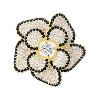 Cubic Zirconia Brooch, Brass, Flower, gold color plated, micro pave cubic zirconia & for woman 