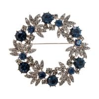 Cubic Zirconia Brooch, Brass, Flower, antique silver color plated, micro pave cubic zirconia & for woman 